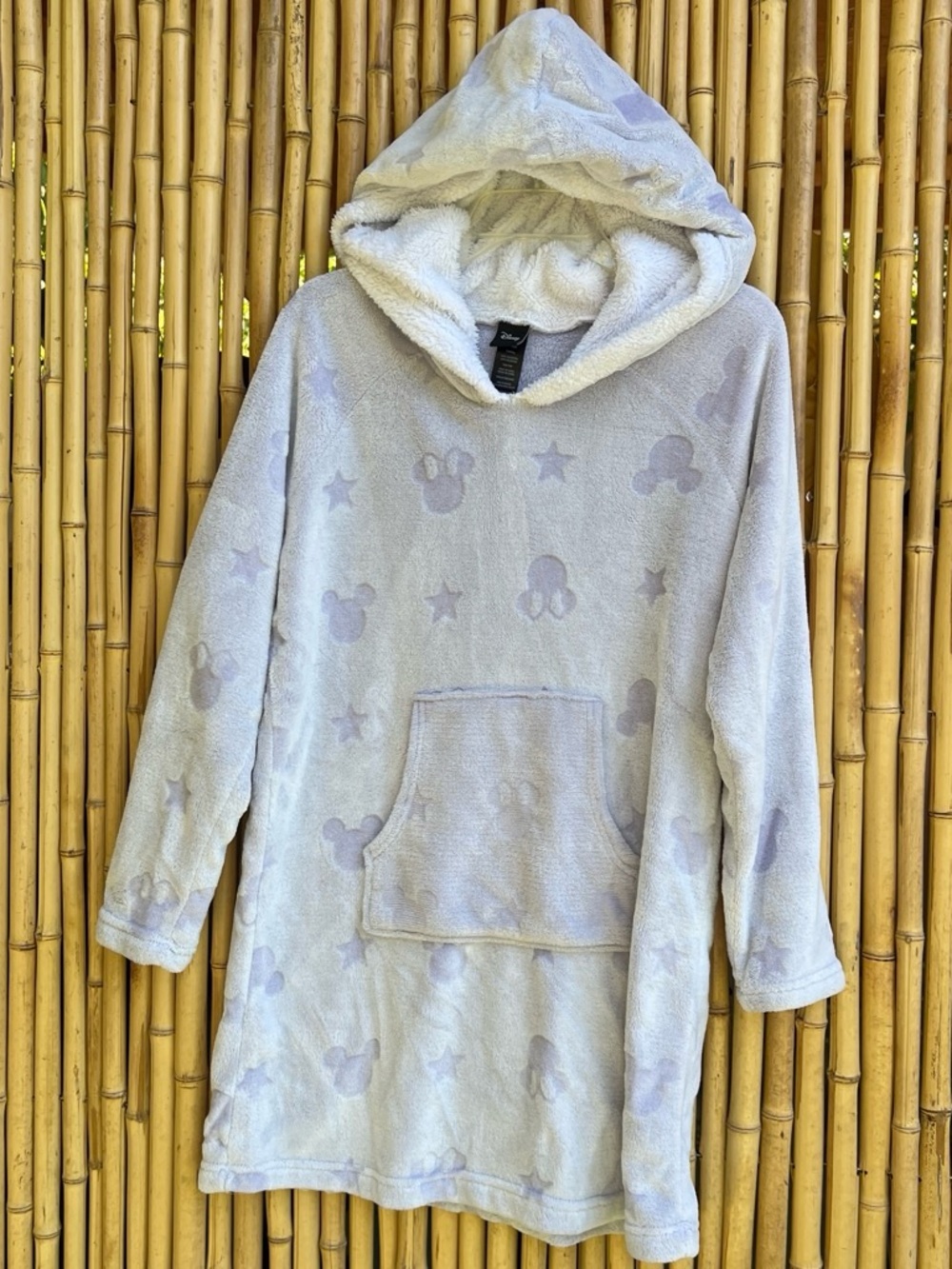 Disney Plush Hooded Tunic in Light Lavender with Subtle Mickey Print